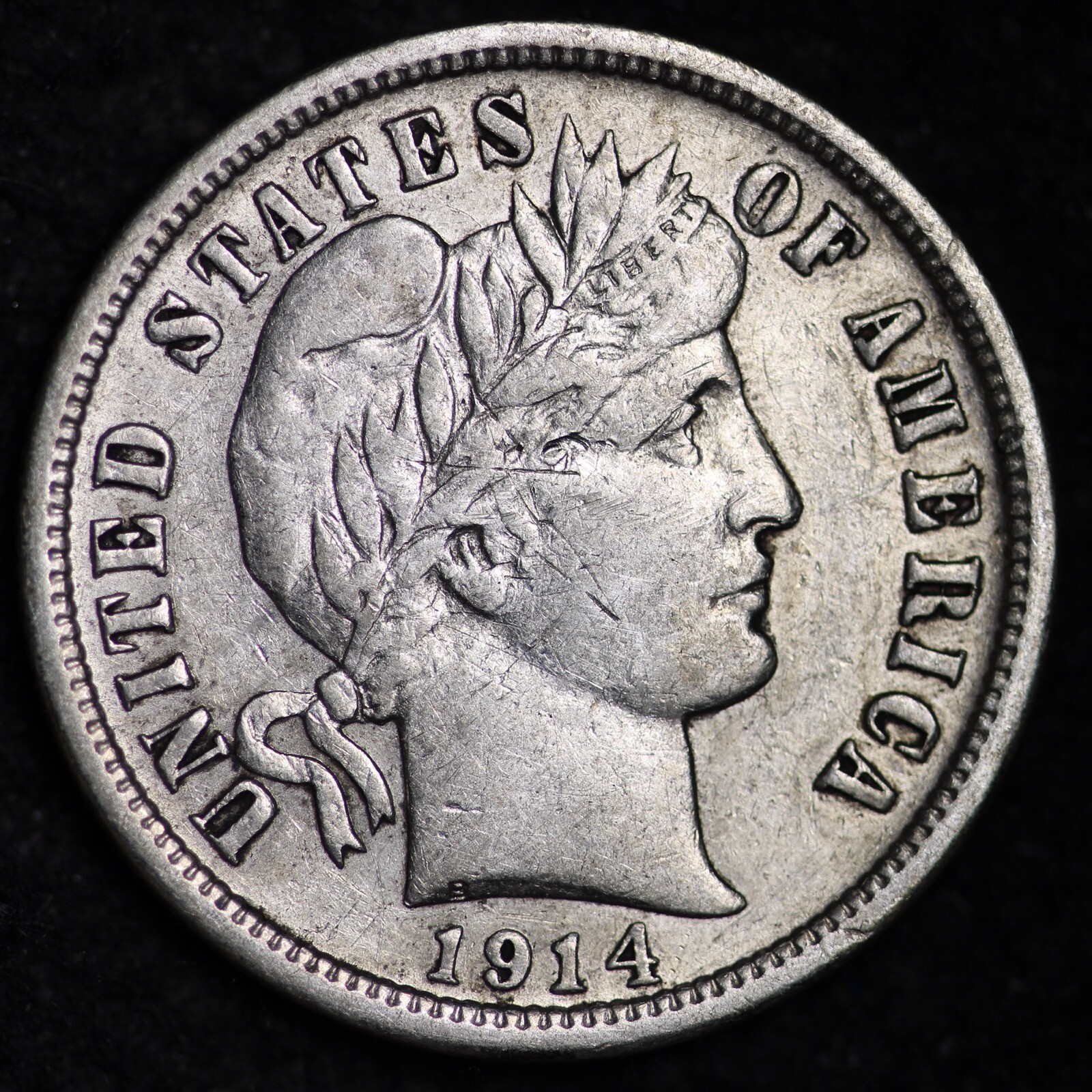 1914-D Barber Silver Dime CHOICE AU FREE SHIPPING W80 JCF 