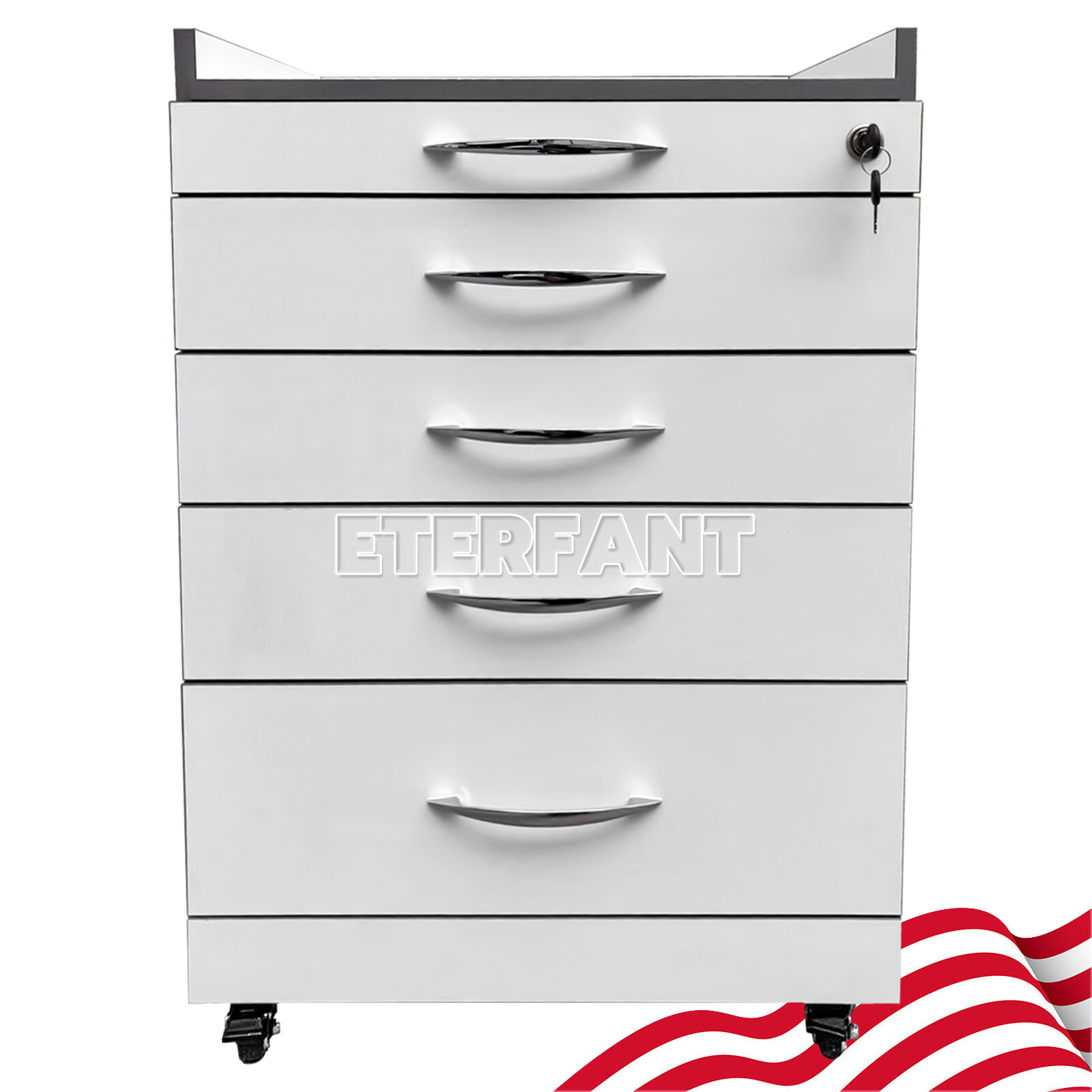 Dental Cabinet Rolling Medical Trolley Mobile Wooden Cart With socket 4 Drawers