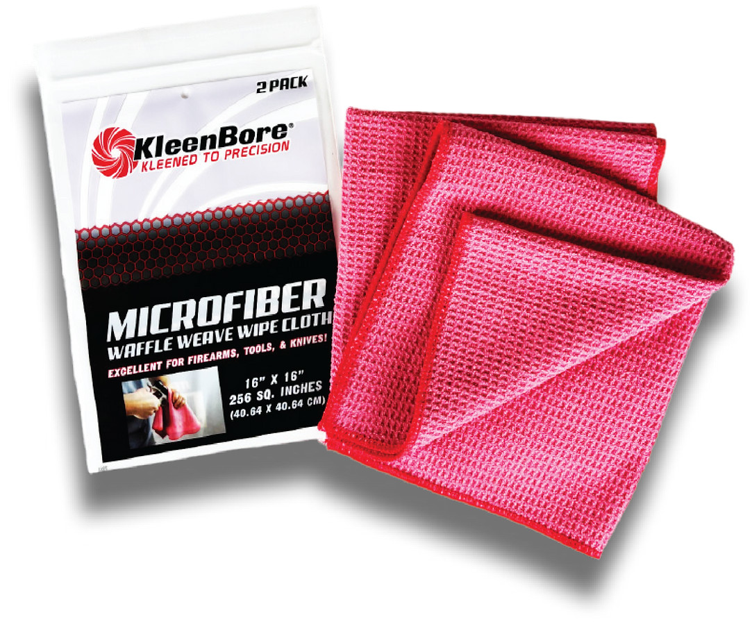 KleenBore® Microfiber Waffle Weave Cloth, 16" x 16" Cotton Flannel, 2-Pack