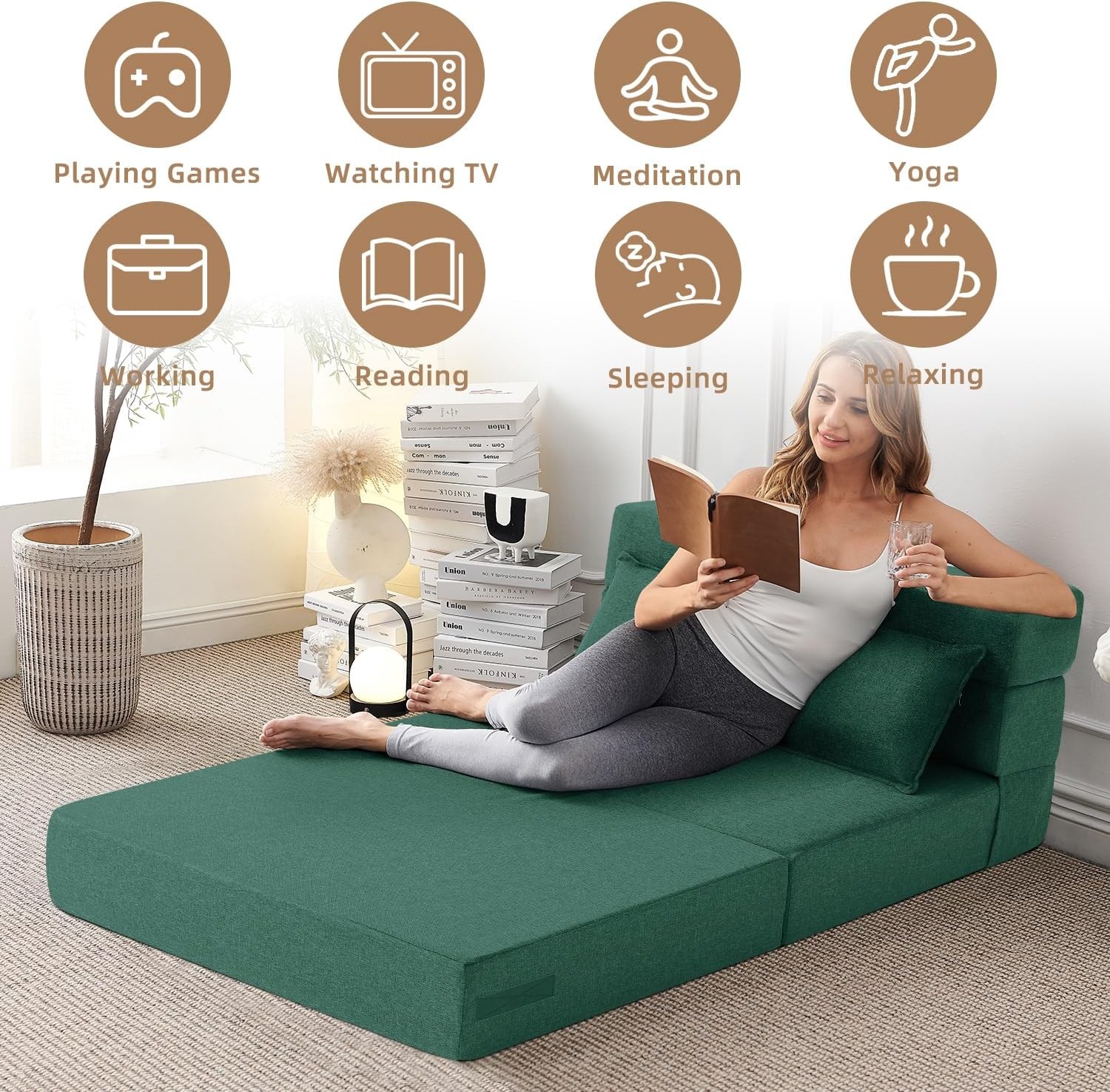 Folding Sofa Bed Convertible Sleeper Chair Bed Adults Fold Out Chair to Bed