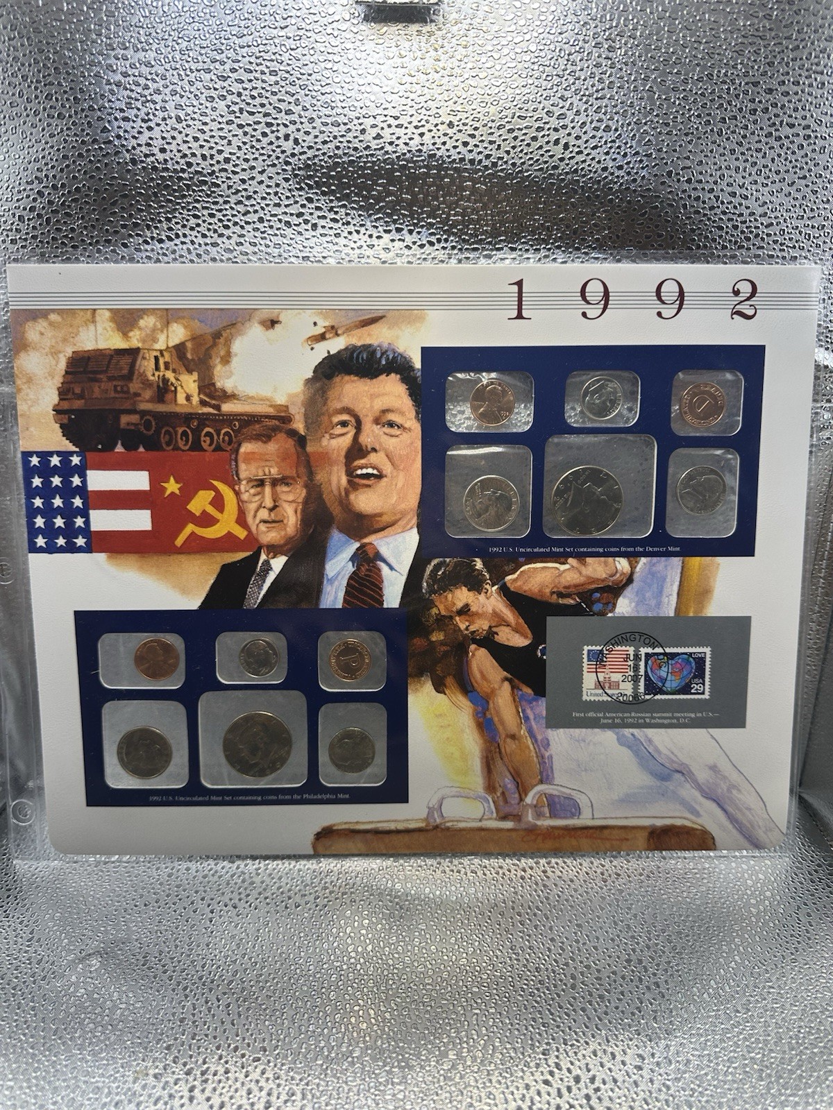 1992 P/D Uncirculated Mint Set Postal Commemorative Society Coin & Stamps