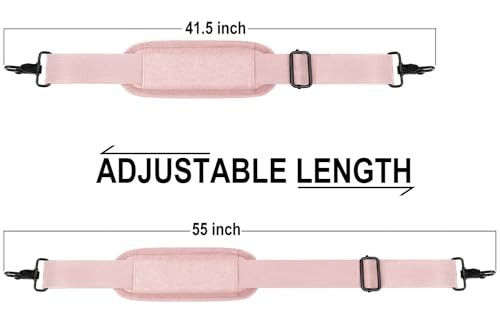Shoulder Strap 56 inch, Universal Adjustable Thick Soft Duffel Bag Pink