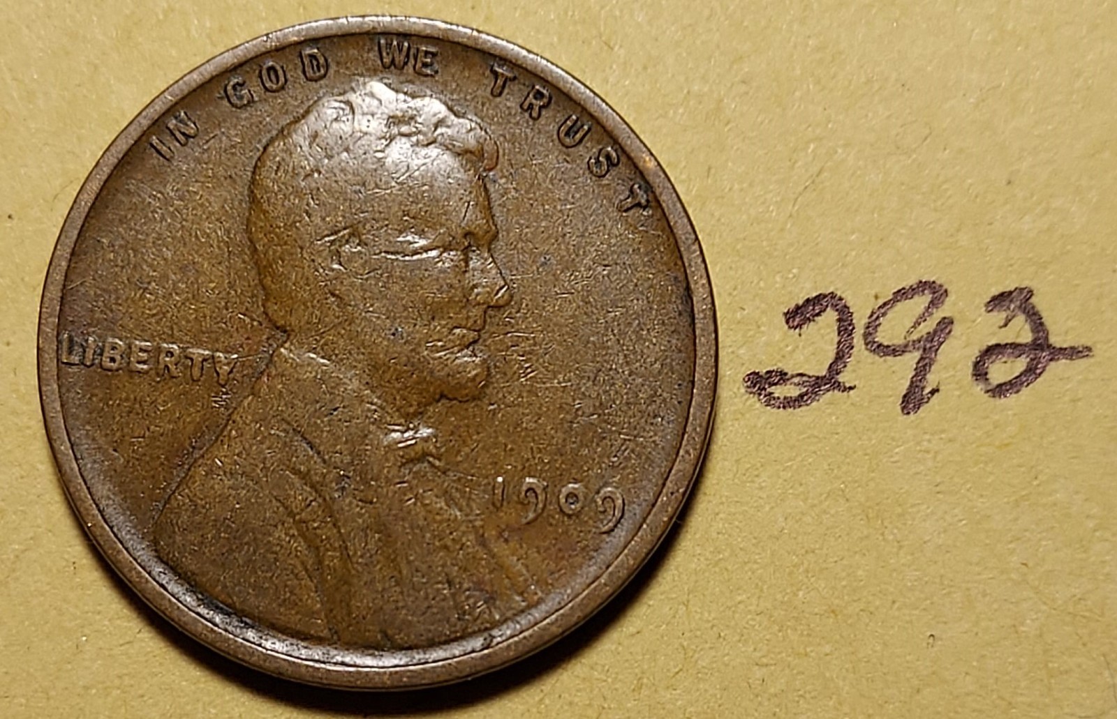 1909 Lincoln Wheat Cent   F  FINE  #292