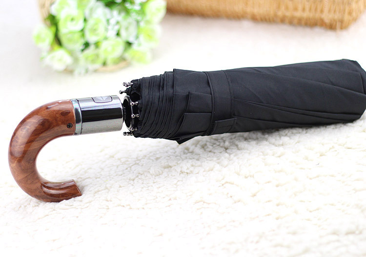 43" Mens Auto Open&Close Stromproof Compact Folding Umbrella Black