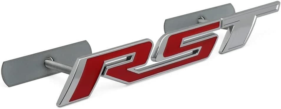 1Pc Front Grille RST Logo Emblems Car Truck Badges Stickers Silver Red