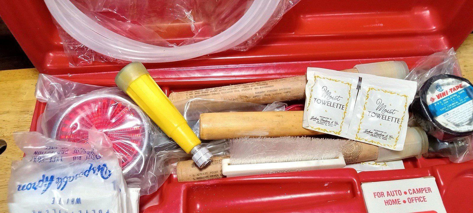 Vintage Auto Mini Trunk Roadside Emergency Car Kit, Vehicle Safety Road Side