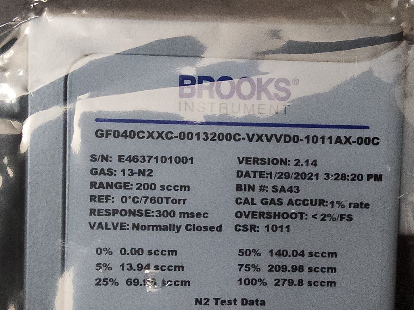 Mass Flow Controller Brooks Instruments GF040C