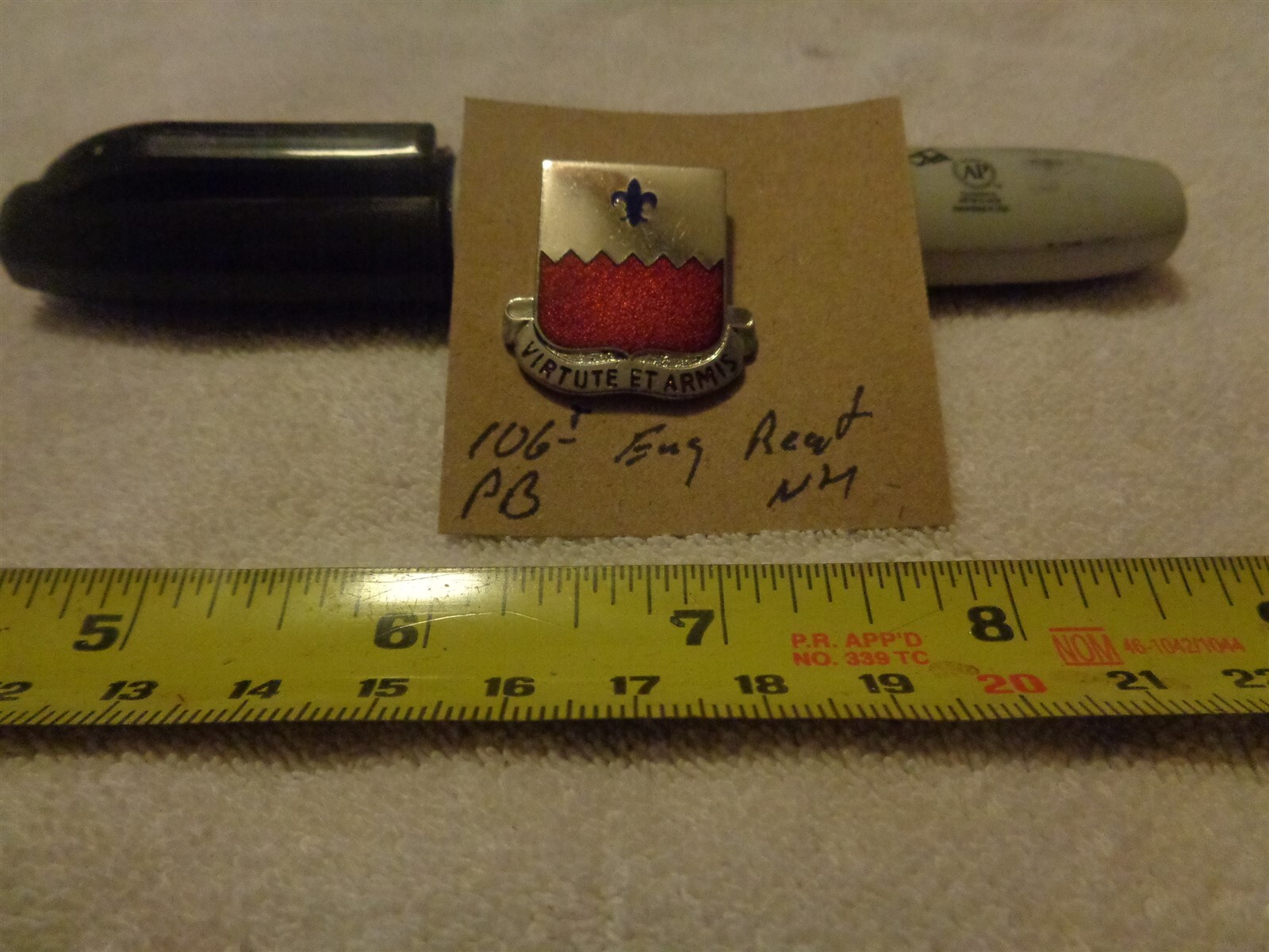 106th Engineer Regiment NH Unit Crest, DI, DUI Pinback (DRAW#BL)