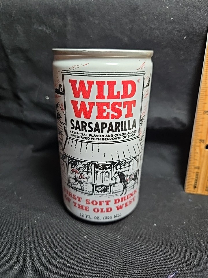 Wild West Sarsaparilla Steel Soda Can Pull Tab Vintage Opened - TA1