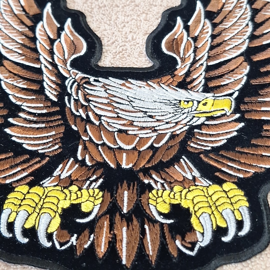 Eagle Biker Patch Large Embroidered Iron On 11" x 9.5"