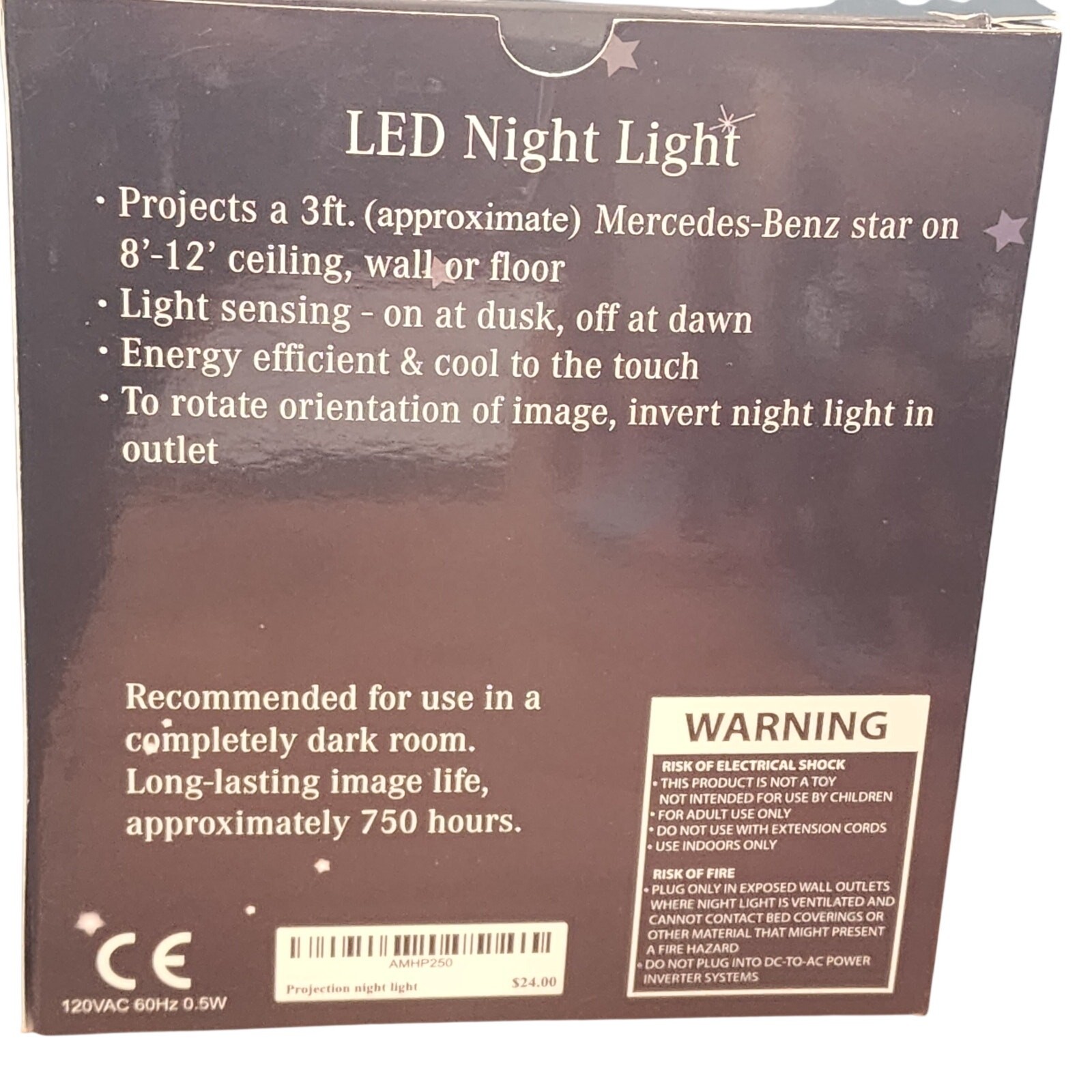 Rare NIB Mercedes‑Benz Projectable Night Light – Logo, Light Sensing