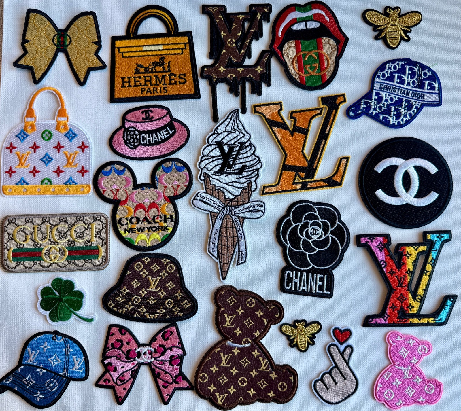 Iron-On Patch bear hat bag flower Designer Logo embroidered