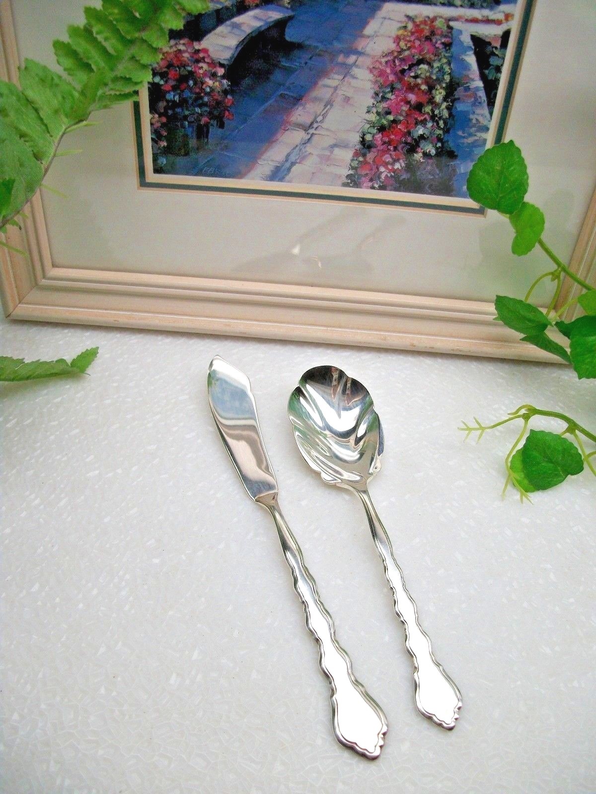 Oneida  Community Silver   DUET   Silverplate  Master Butter Knife & Sugar Spoon