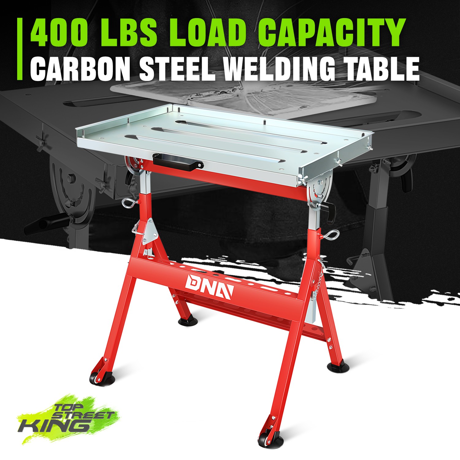 400 LBS Zinc Plated Carbon Steel Workbench Welding Table With 2 Fixed Wheels Red