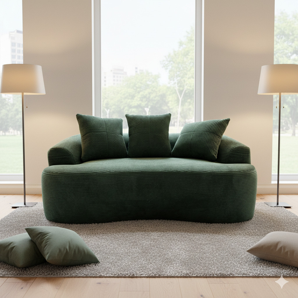 65.35" Curved Loveseat Sofa with Pocket Spring Cushions for Soft Seating, Smal