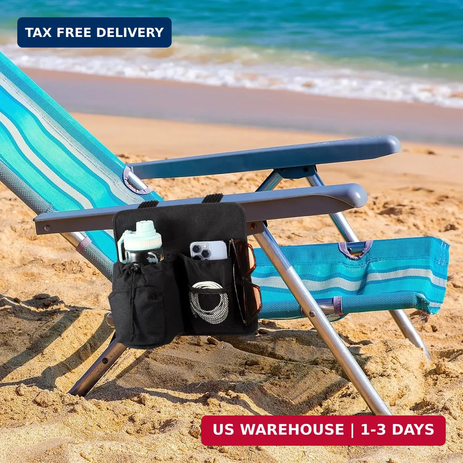 Beach Chair Cup Holder Attachment Nylon Chair Drink Holder Phone Water Bottle Ho