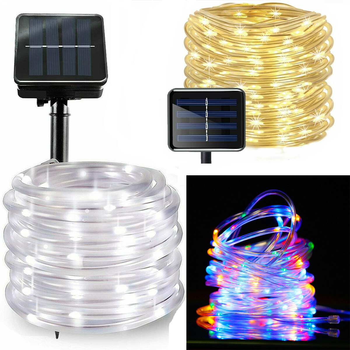 Outdoor Garden Lamp String Light Solar Rope Tube Lights  Waterproof 32FT 100 LED