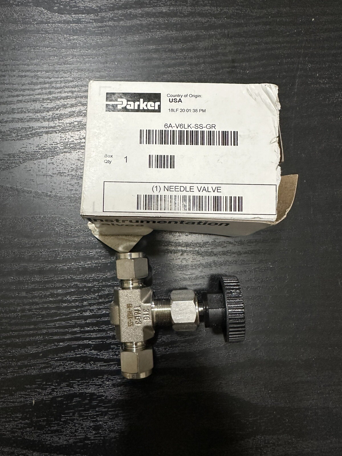 Parker 6A-V6LK-SS Needle Valve - Straight - 316 SS - 3/8 In. Tube OD 6AV6LKSS