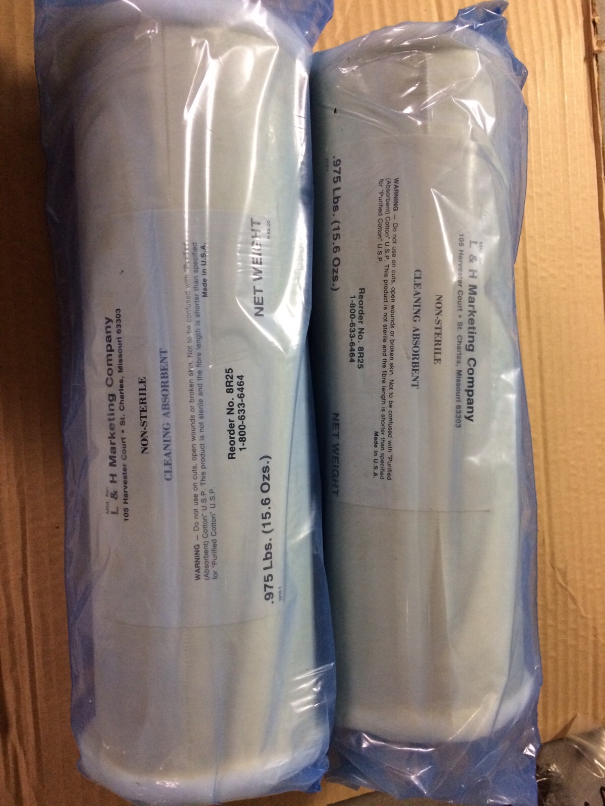 Lot Of 2 Non-Sterile Cleaning-Absorbent Cotton Rolls .975 Lbs Weight USA Made