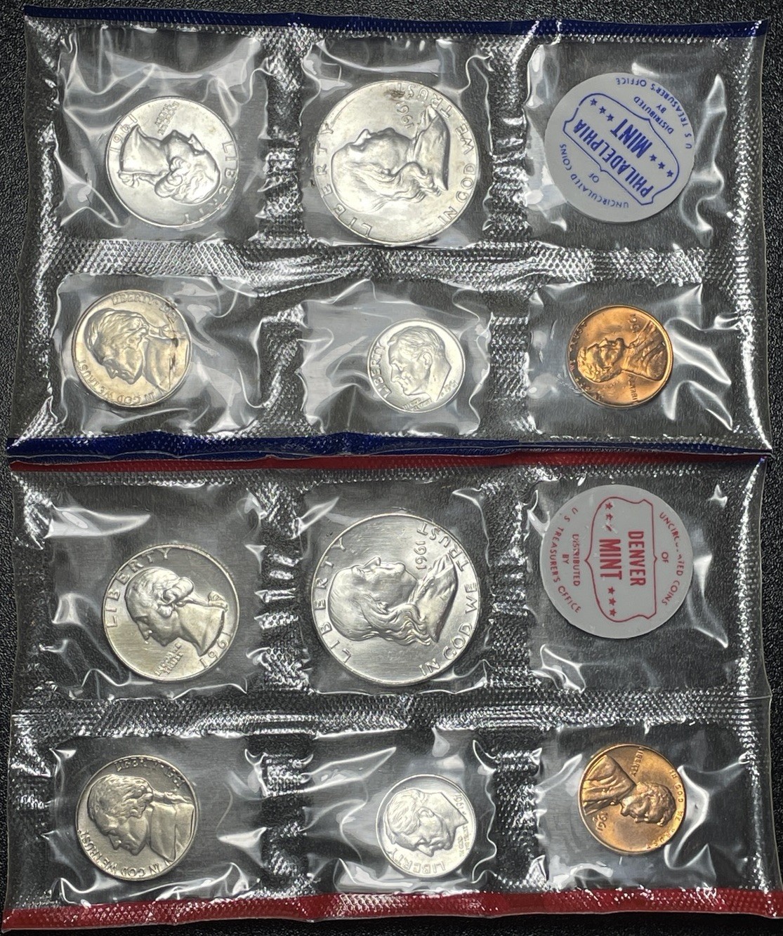 1961 P&D US Mint Uncirculated Silver Mint Set with Original Packaging/Cellophane