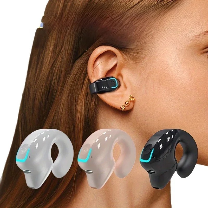 Open Ear Wireless Headphones Bluetooth Sport Headset Ear Clip-On Earbuds with Mc