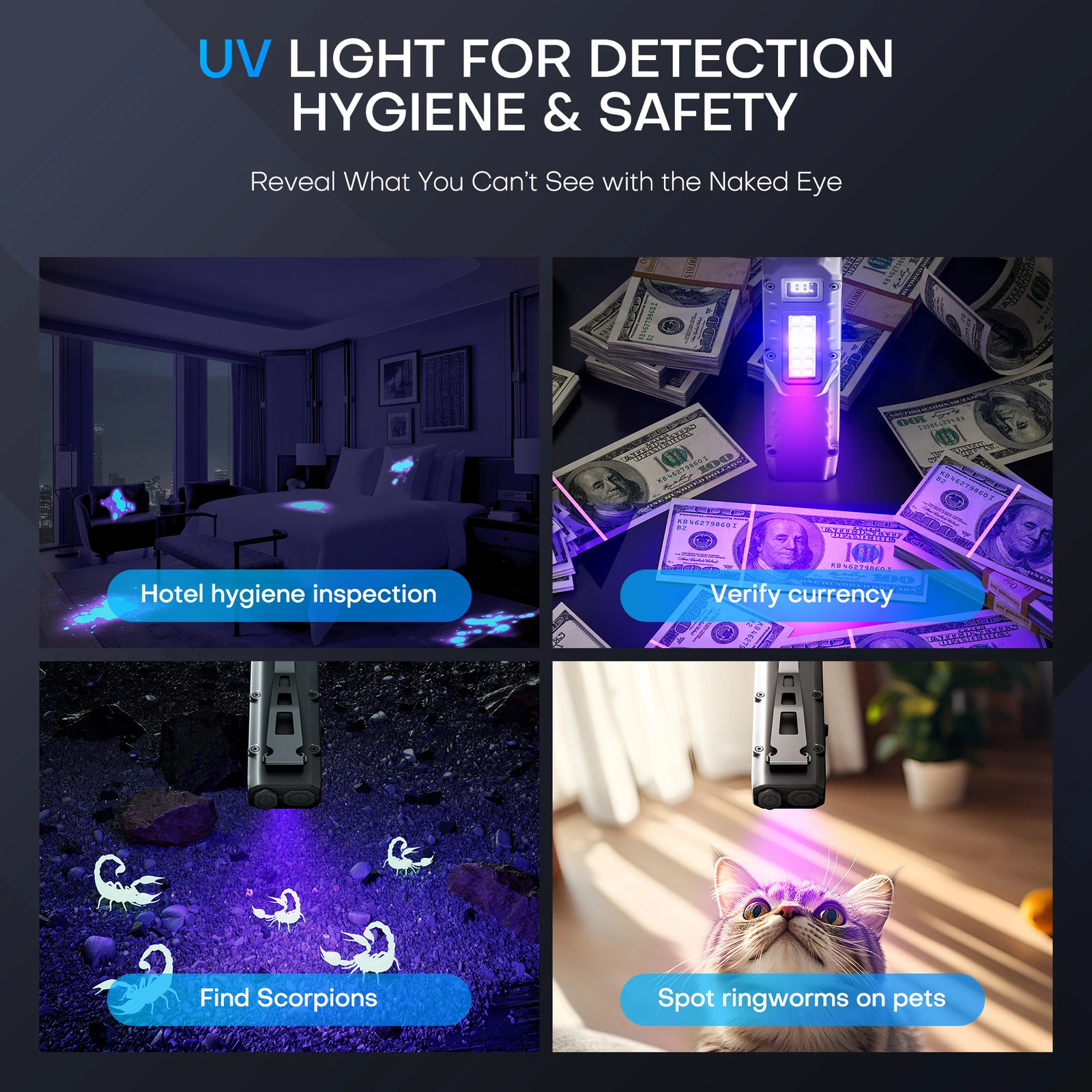 PASIION 1500 Lumen LED Tactical Flashlight Rechargeable Digital Display EDC
