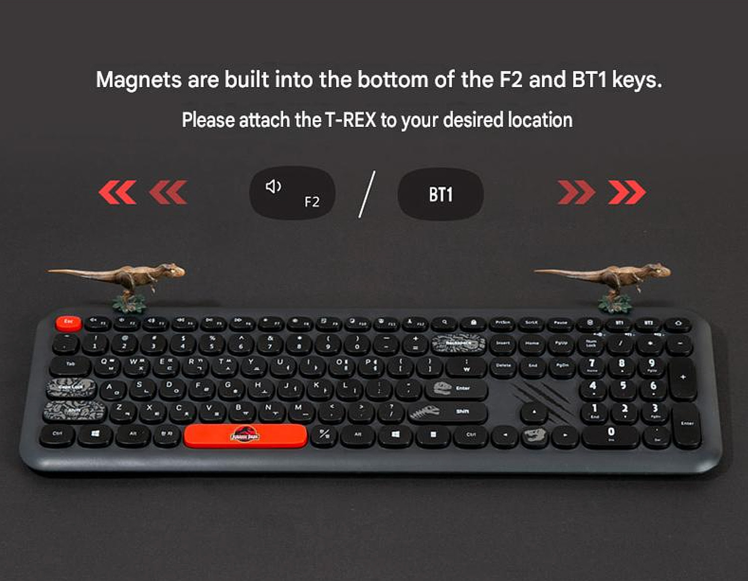 Universal Jurassic Park Wireless Keyboard Bluetooth Multi-Pairing Royche