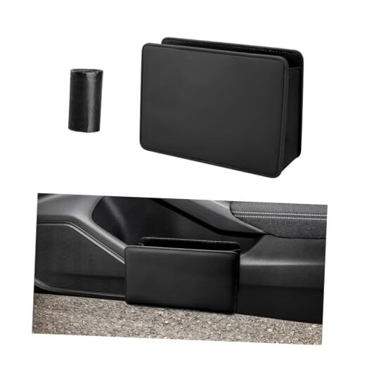 Car Trash Can, Foldable Leather Automotive Garbage Bin Organizer Holder Black