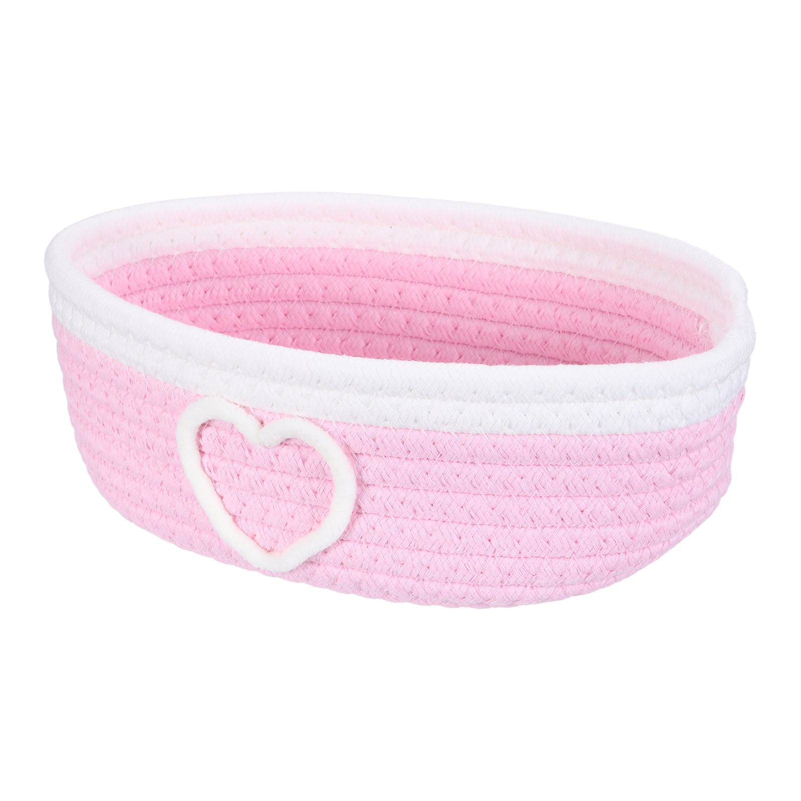 Rectangular Rope Basket 10x5.9x3.1Inch Small Woven Baskets Pink/White,