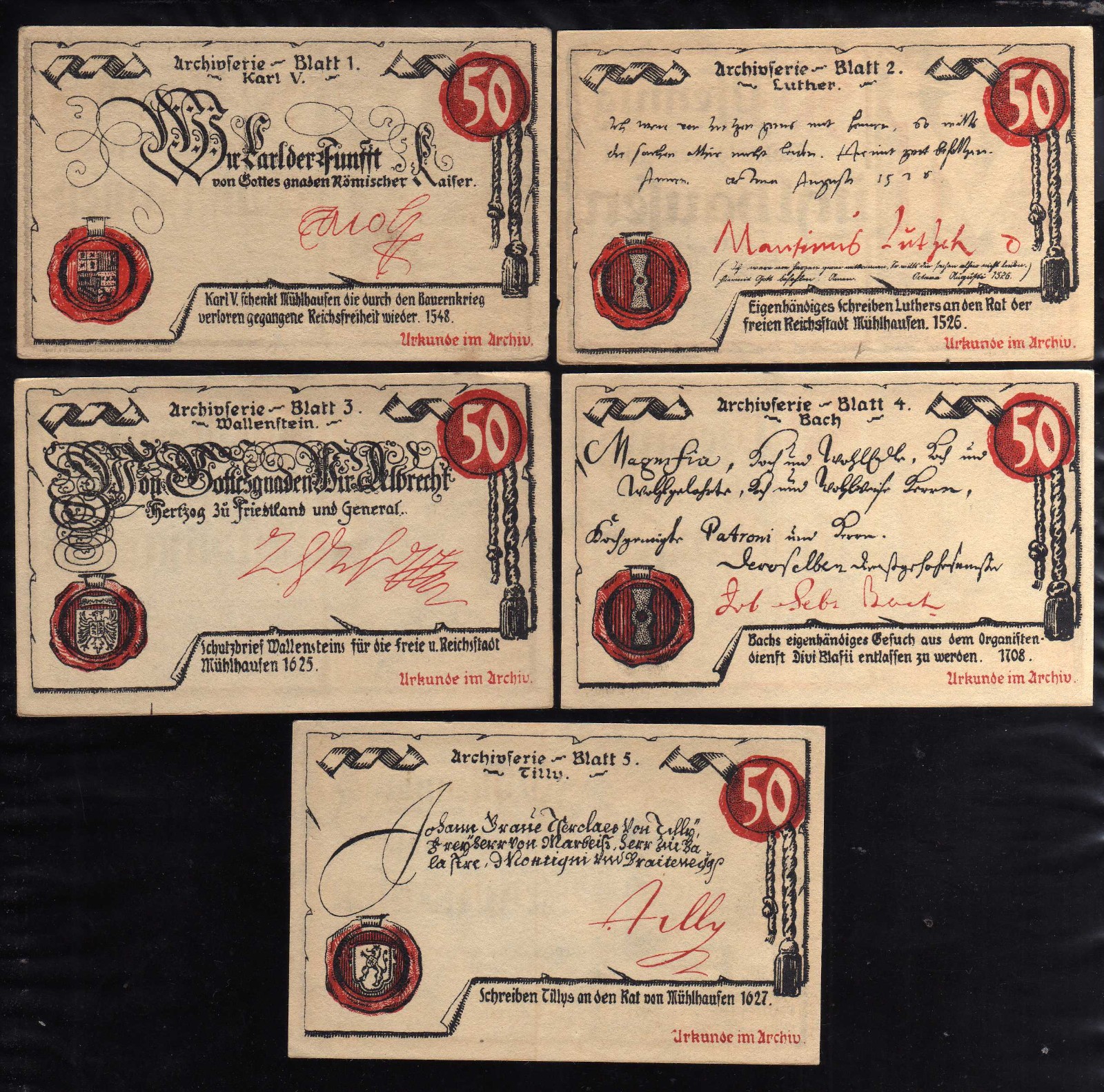 MUHLHAUSEN - GERMANY NOTGELD -   5 x 50 PFENNIG