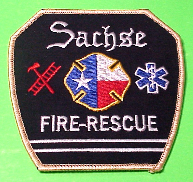 SACHSE  TEXAS  TX  ( TAN BORDER )  4"  FIRE DEPT  PATCH  FREE SHIPPING!!!