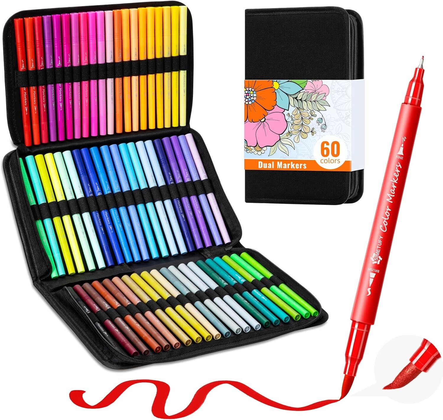 Simetufy 60 Colors Coloring Markers for Adult 1 Count (Pack of 60), 60 colors