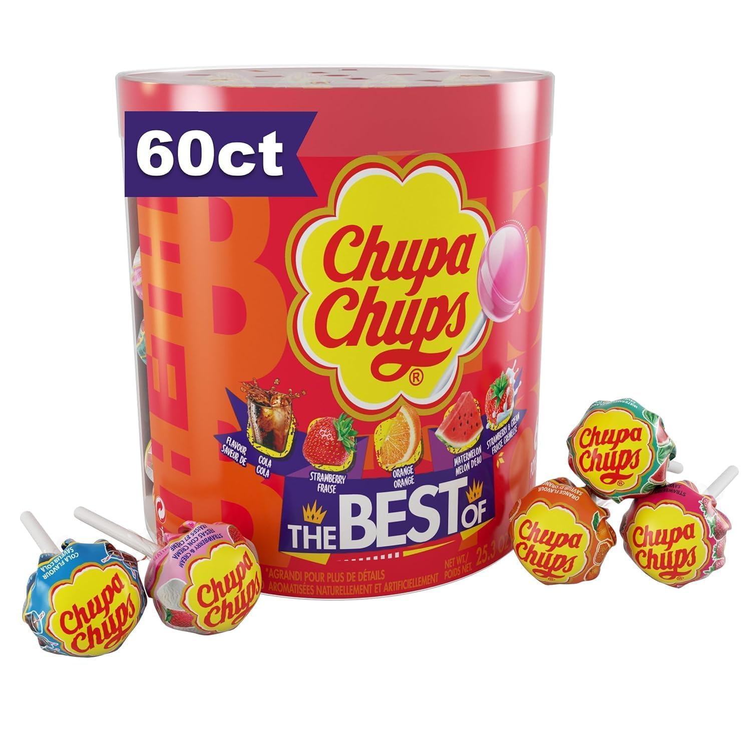 Chupa Chups ‘Best Of’ Holiday Candy Lollipop Variety Assortment, 5 Flavors, Indi