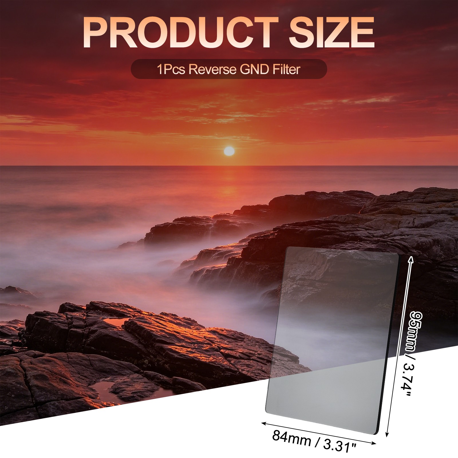 ND4 Reverse GND Filter Neutral Density Lens Filter, Gray