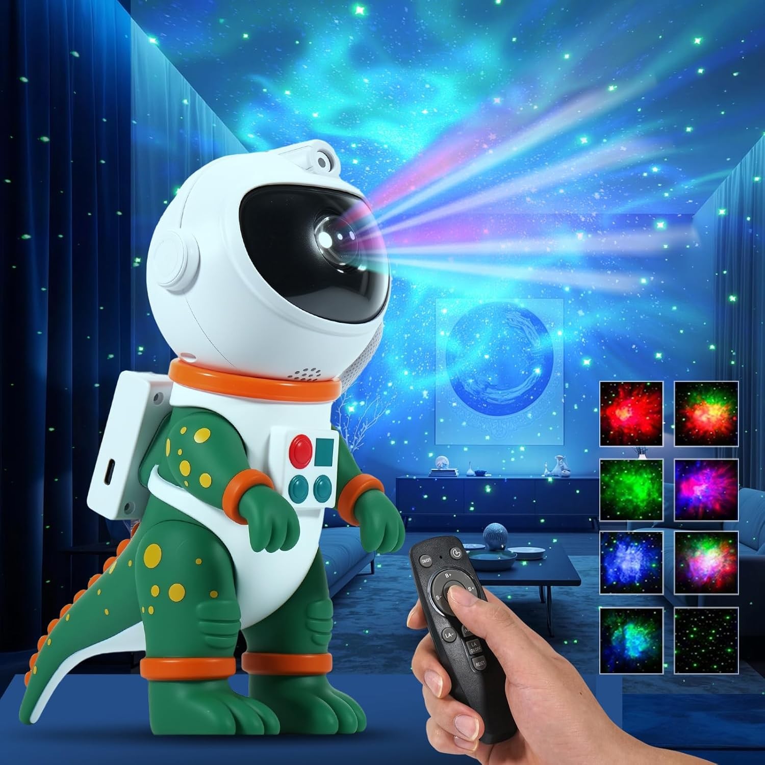 Galaxy Starlight Projection Night Light, Dinosaur Astronaut Space Projector
