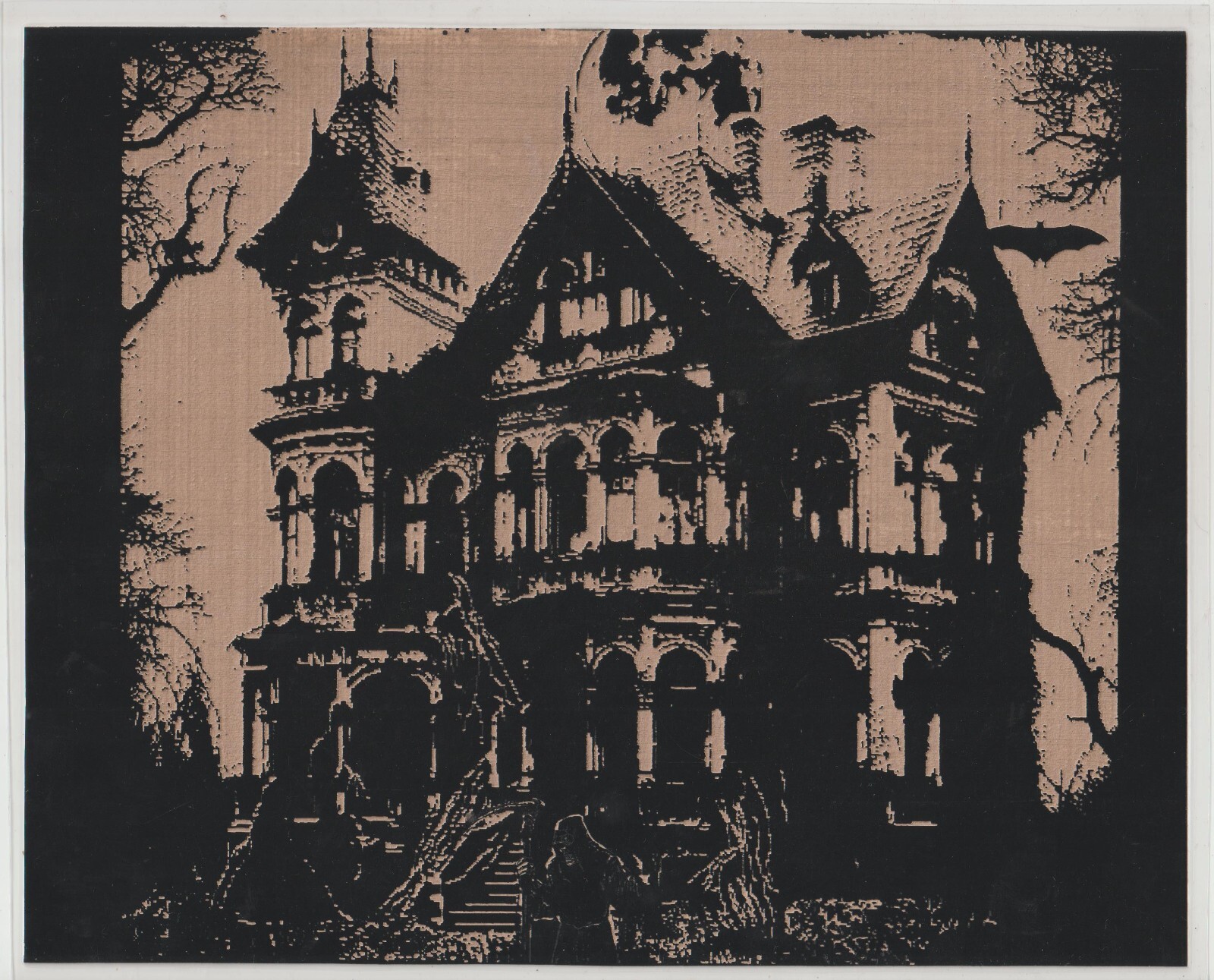HAUNTED HOUSE 2 Scratchboard Art 8 x 10