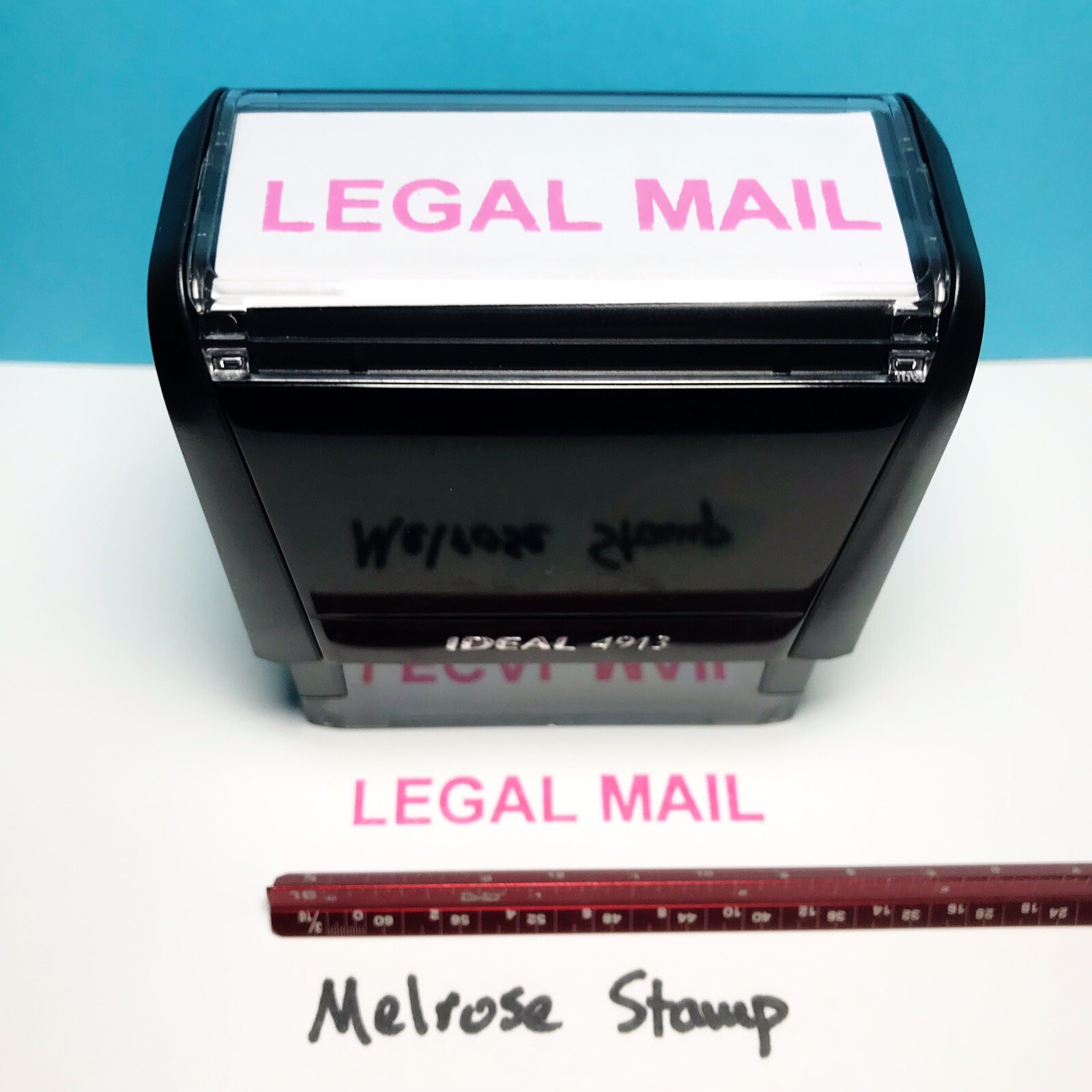 Legal Mail Rubber Stamp Pink Ink Self Inking Ideal 4913
