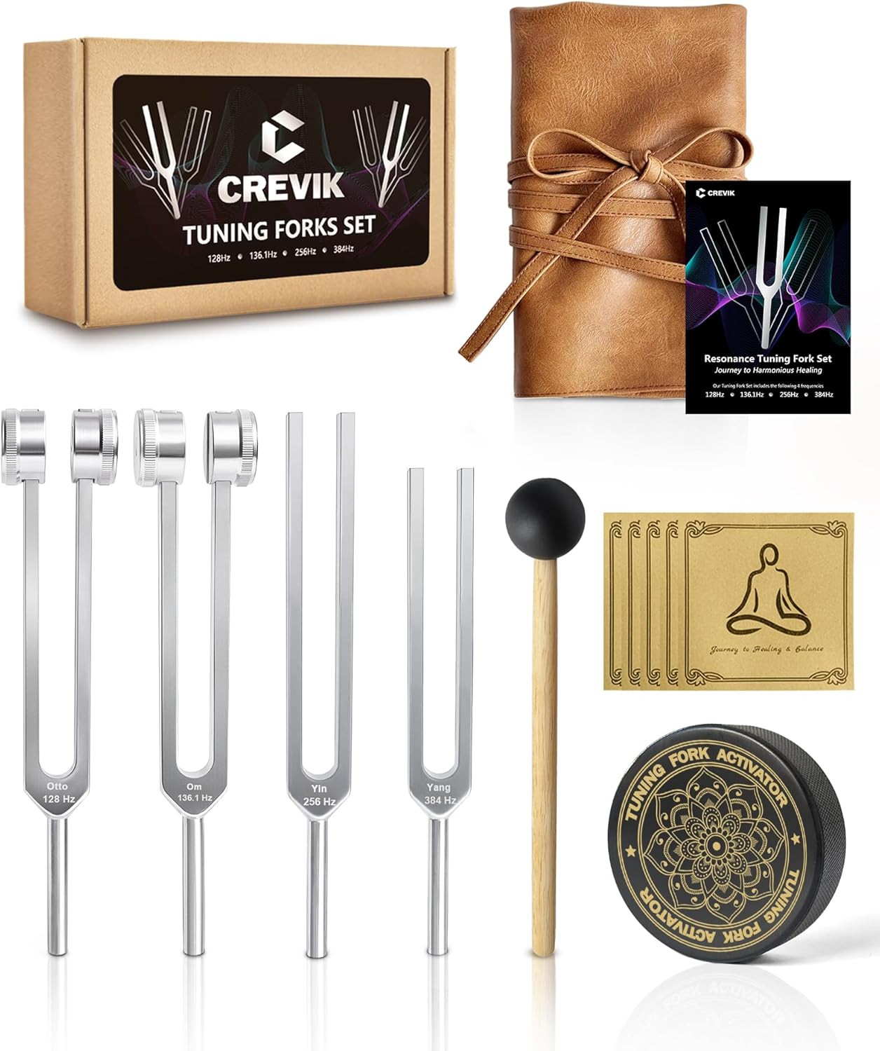 Tuning Forks for Healing Set - 128Hz, 136.1Hz, 256Hz, 384Hz Weighted & Unweighte