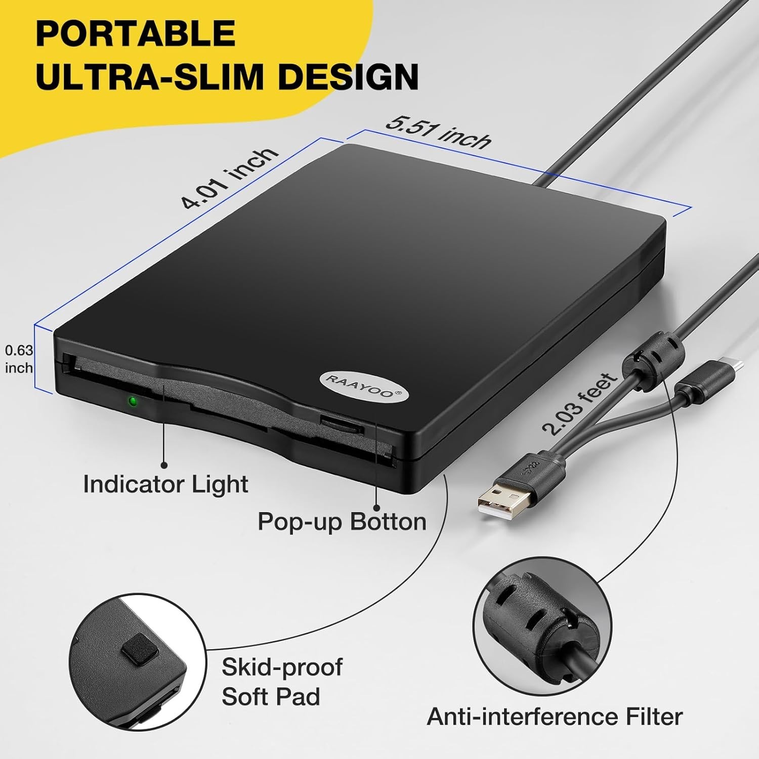 Floppy Disk Reader USB Type A/C Floppy Disk Drive/Player/Converter External 3.5
