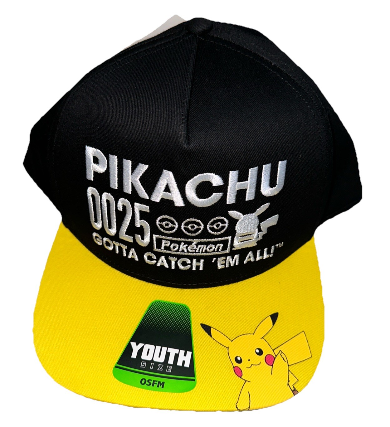 Pokemon Gotta Catch ‘Em All Youth Black Snapback Hat Pikachu One Size Fits Most