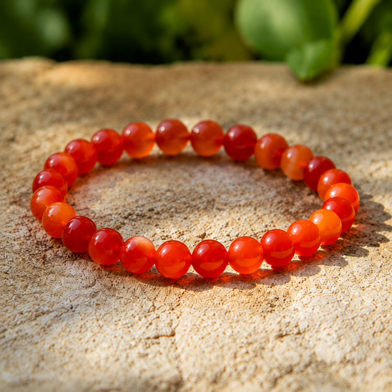 Natural Carnelian stone Bracelet 8mm Beaded Healing Energy Strength Bracelet