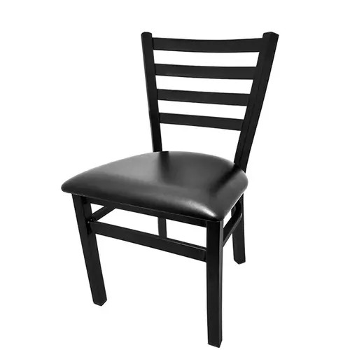 Wrinkle Finish Ladderback Metal Dining Chair  w/ Vinyl Seat