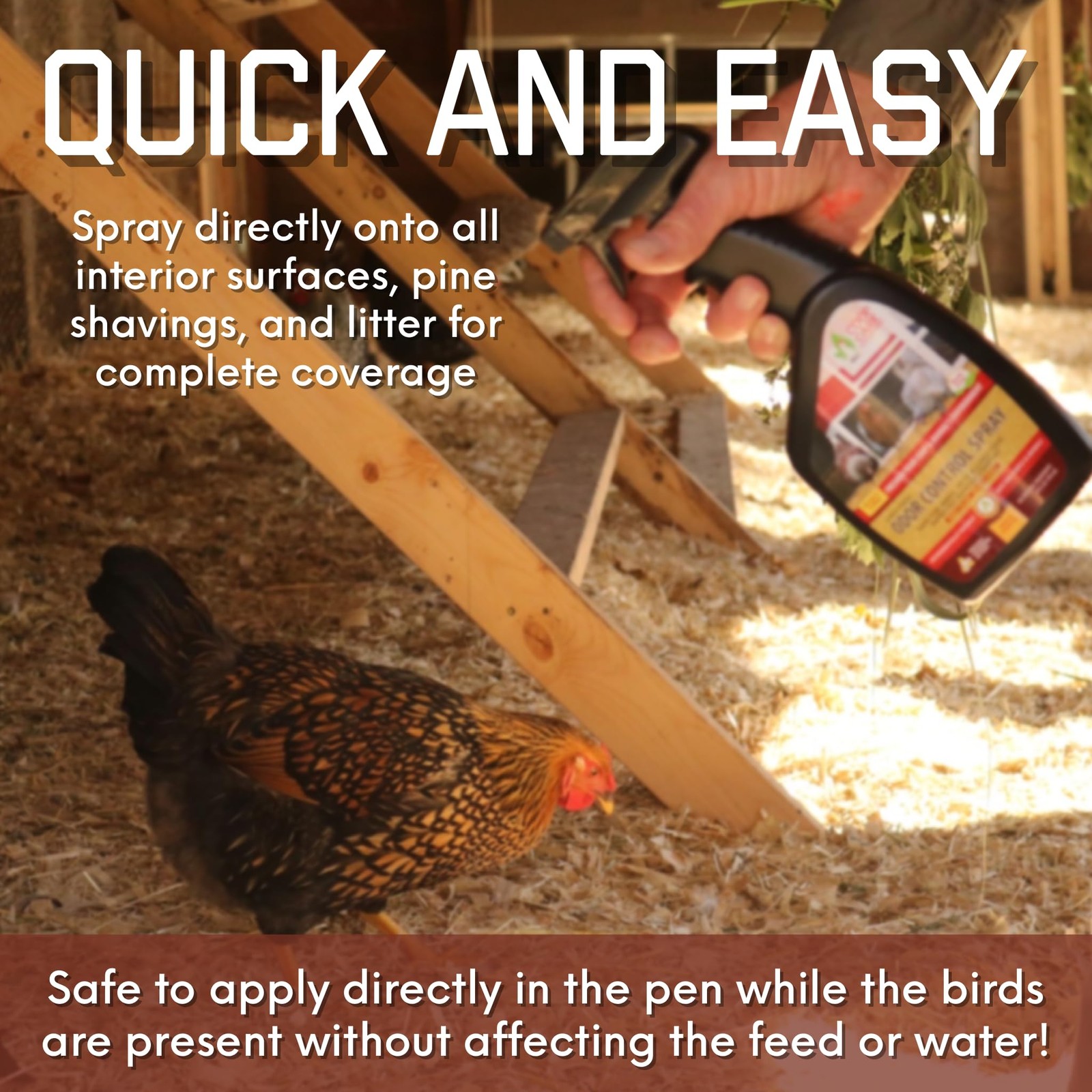 Chicken Coop Odor Control Spray for Chickens & Brooders, 24 oz