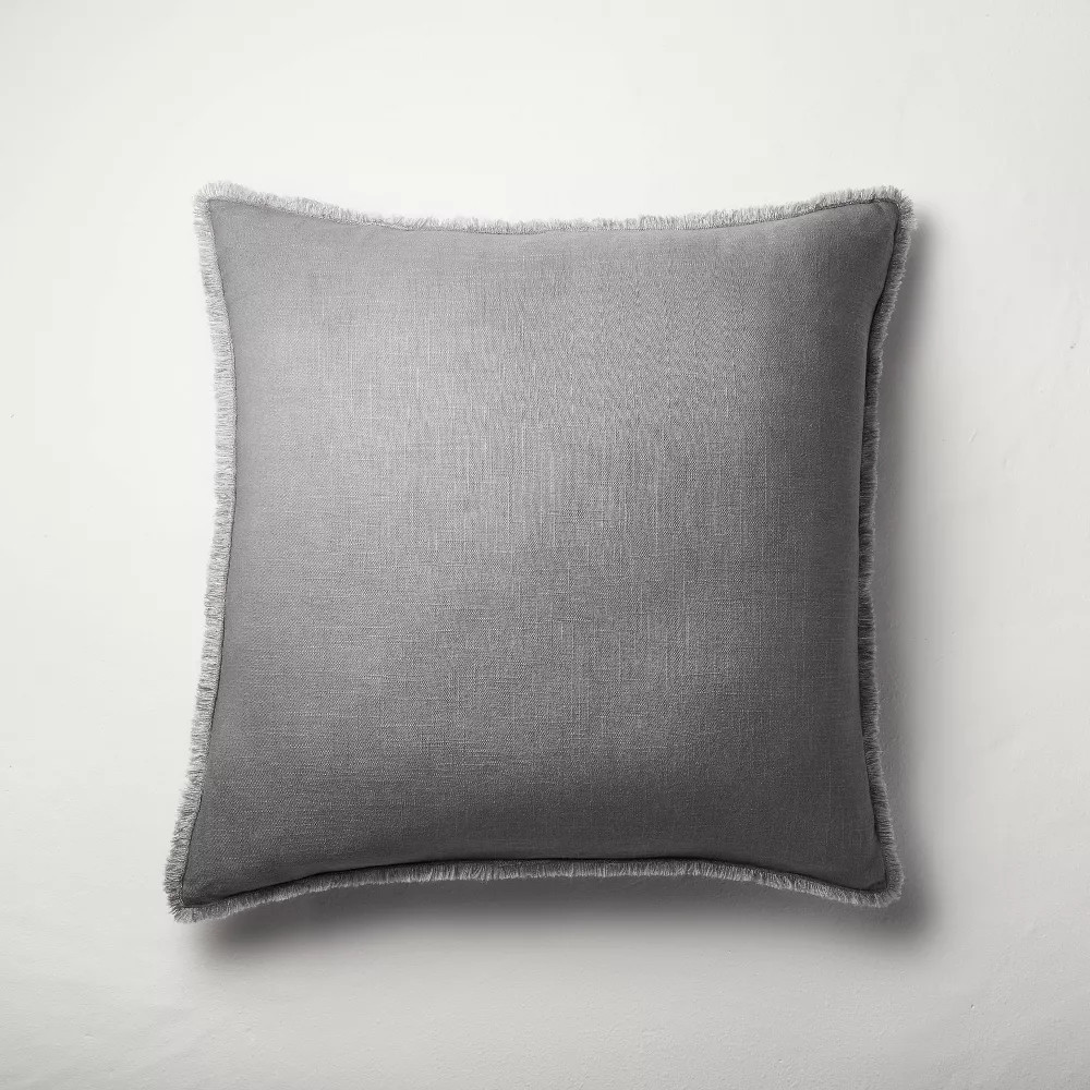 Euro Heavyweight Linen Blend Throw Pillow Dark Gray - Casaluna