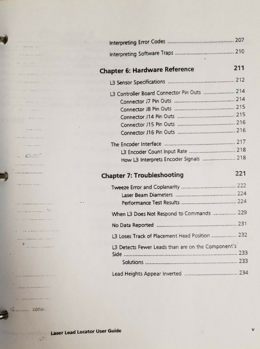 Panasonic Panasert Cyber Optics Laser Lead Locator Users Guide Binder