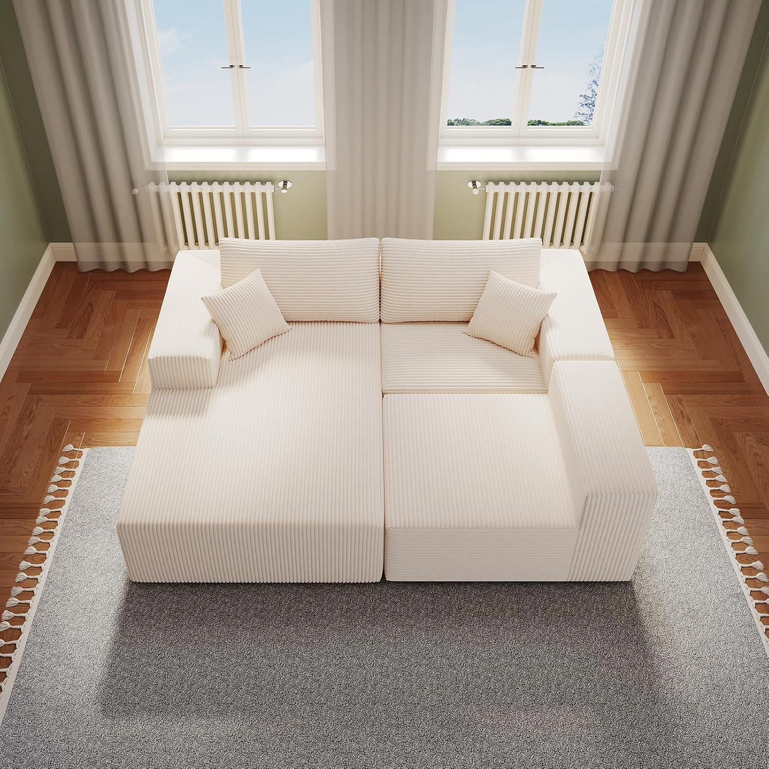 108" Modular Sectional Sofa — Oversized Cloud Couch with L-Shape Chaise, Upholst