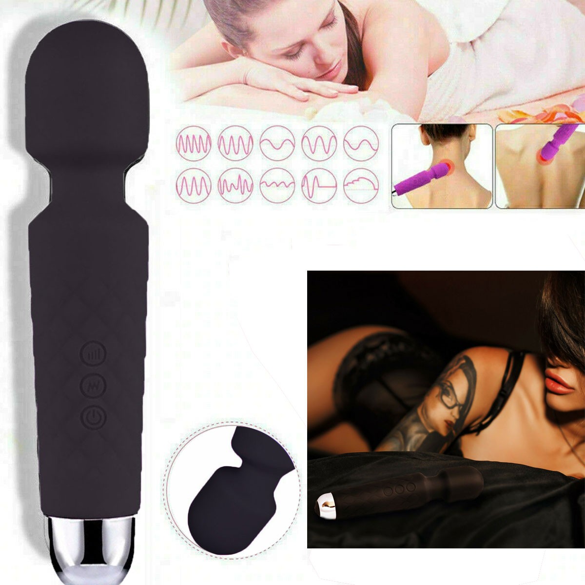 Handheld Massager Wand Vibrating Massage Magic Full Body Therapy Motor 20 Speed