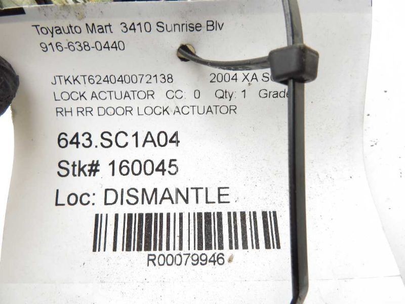 2004 SCION XA PASSENGER SIDE REAR DOOR LOCK ACTUATOR ASSEMBLY