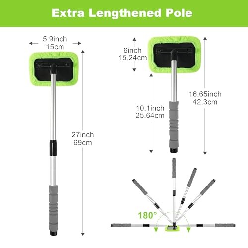 XINDELL Windshield Cleaning Tool for Car –ch Extendable Handle 27in Green