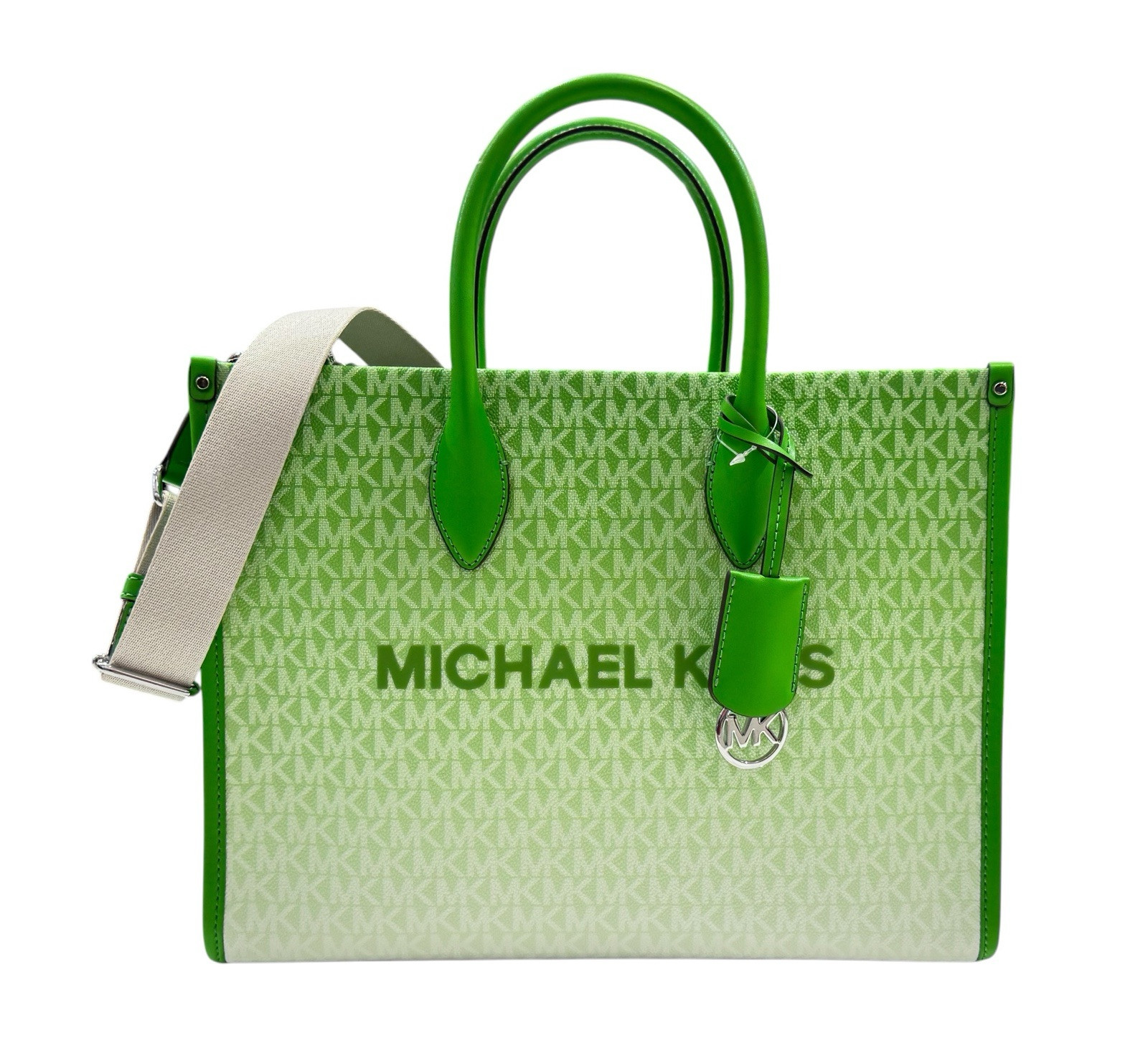 Michael Kors Mirella Medium East West Satchel Shoulder Bag MK Ombre Jungle Green
